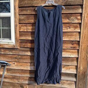Lands' End Linen Navy Maxi Dress